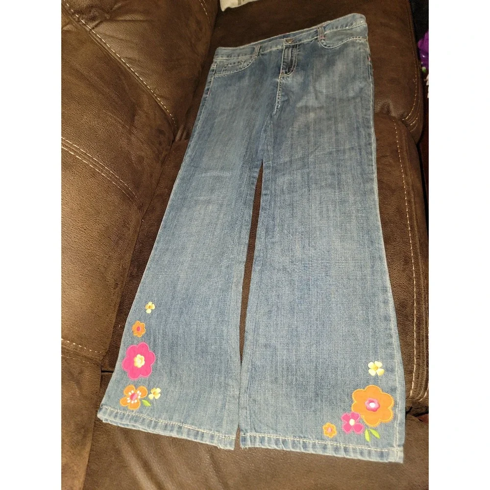 Gymboree woodland friends floral jeans size‎ 12 plus adjustable waist
